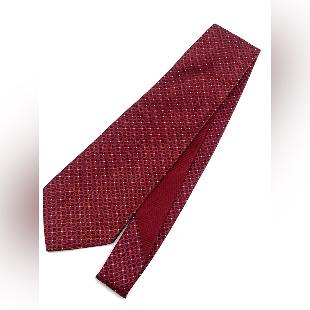 Tommy Hilfiger Burgundy/Navy Blue Check Silk Necktie